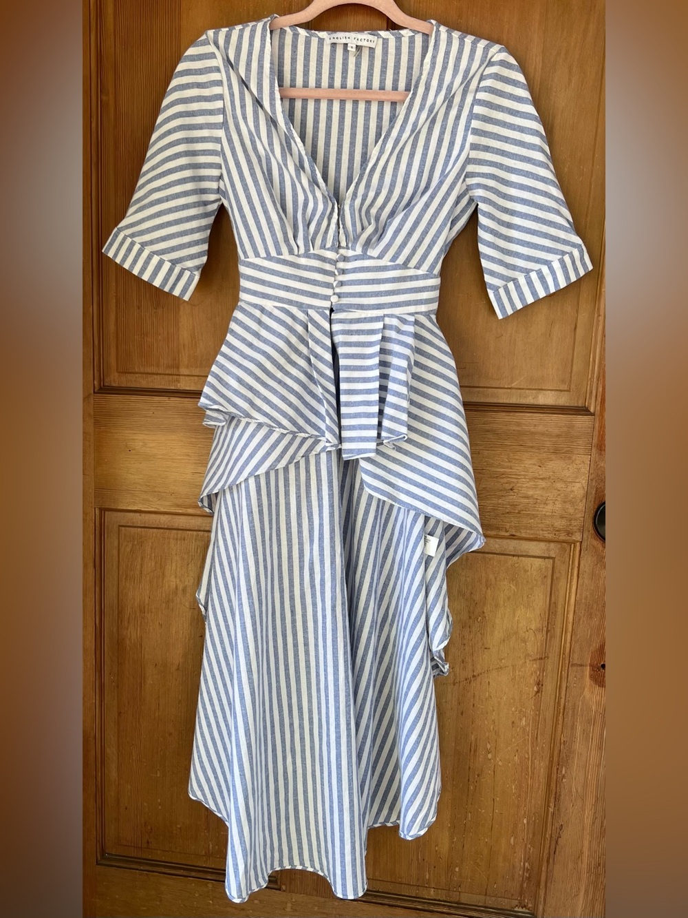 English Factory Striped High Low Dress S